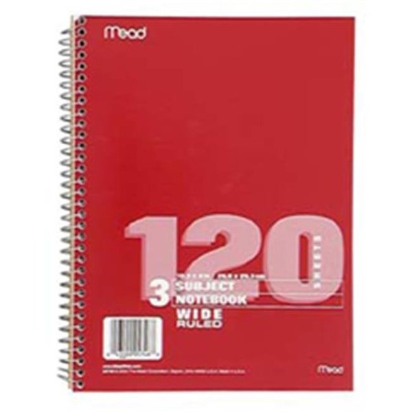 Mead Products Mead Products Mea05746 Notebook Spiral 3 Subject 10.5 Inch X 8 Inch 120 Ct MEA05746